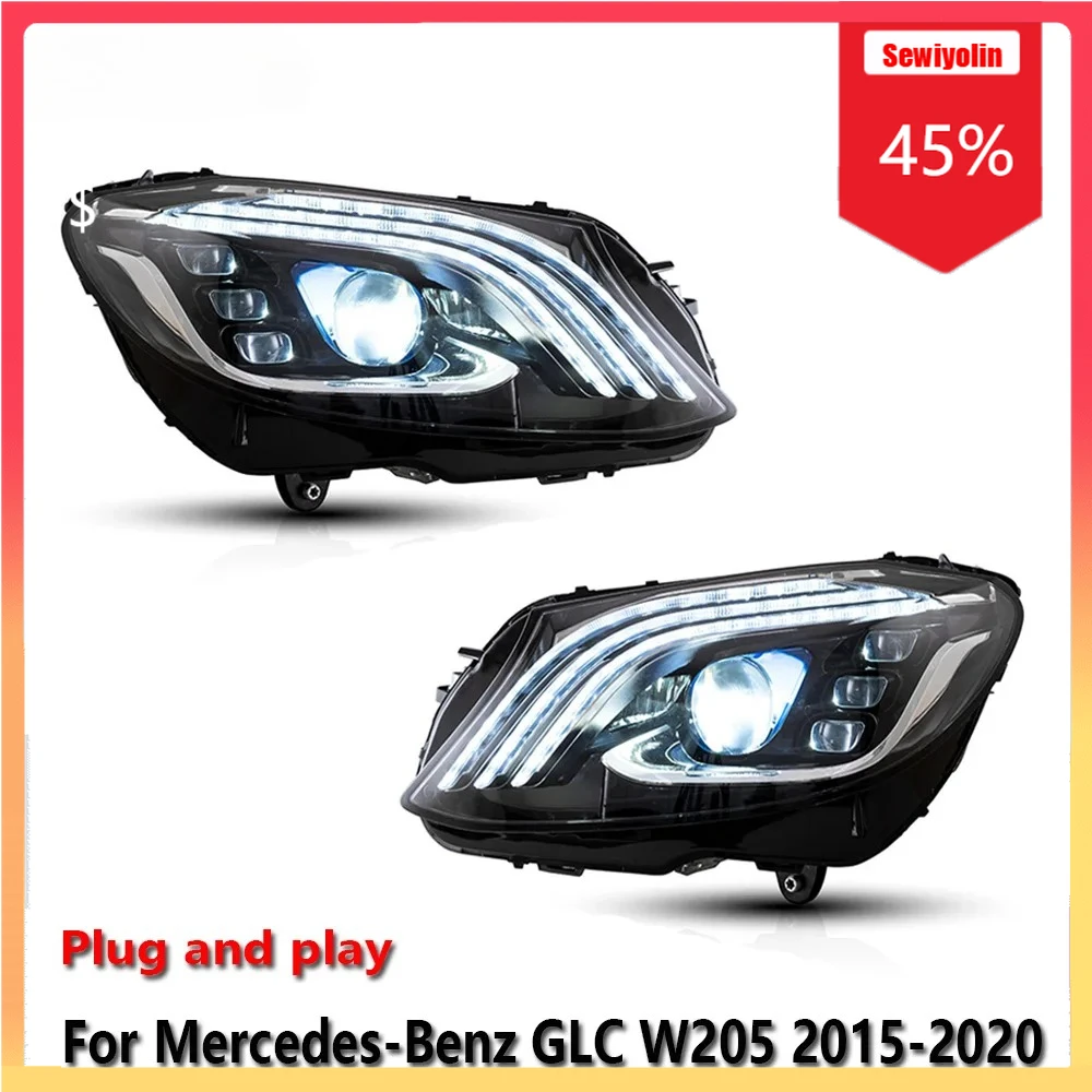 

Car Lamps Headlight Assemblies For Benz GLK W205 2015-2020 Fog DRL Brake Turn Signal Lamp Plug and Play