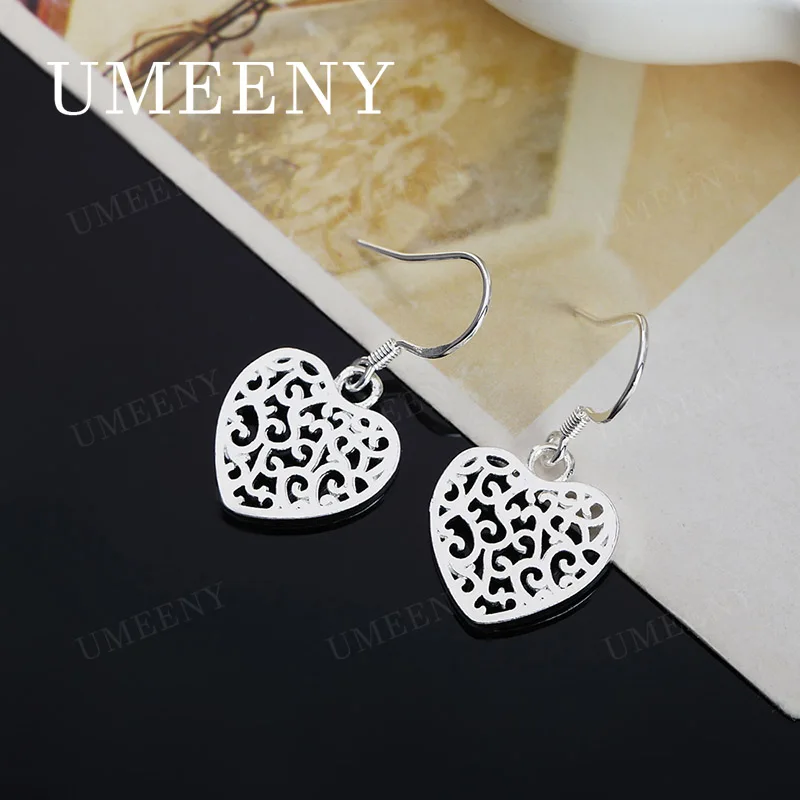 

Luxury 925 Sterling Silver Exquisite Heart Shape Hollow Earrings Fashion Women Girlfriend Gift Party Wedding Accessories Jewelry