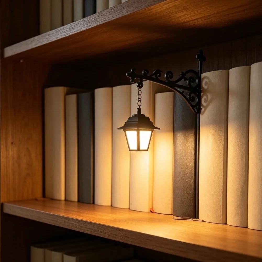 Reading Nook Essential: Vintage-Design for Bookend with LED Lantern for Warm Light and For Book Alignment Support