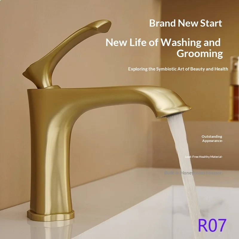 Modern Bathroom Basin Mixer Tap Single Handle Dual Control Hot Cold Water Faucet