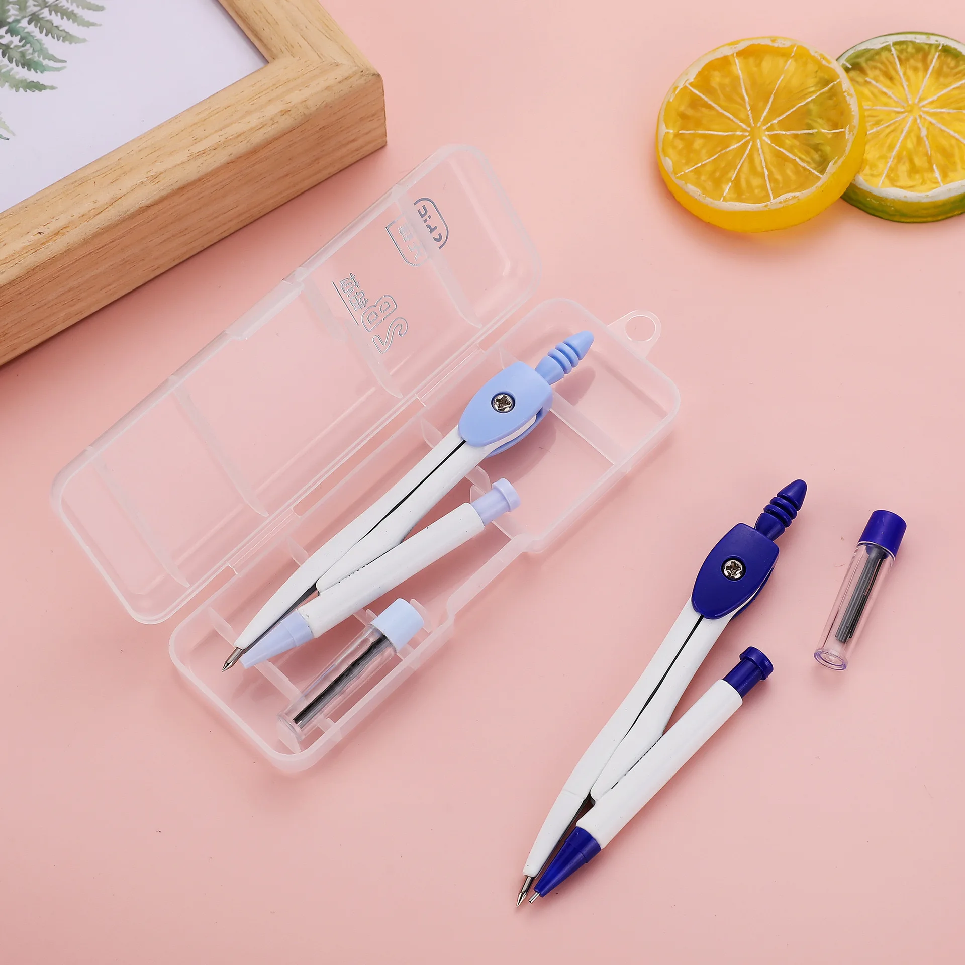 Compass set 2-piece set Student exam ruler drawing Compass painting Mathematics teaching stationery student kit  geometry set