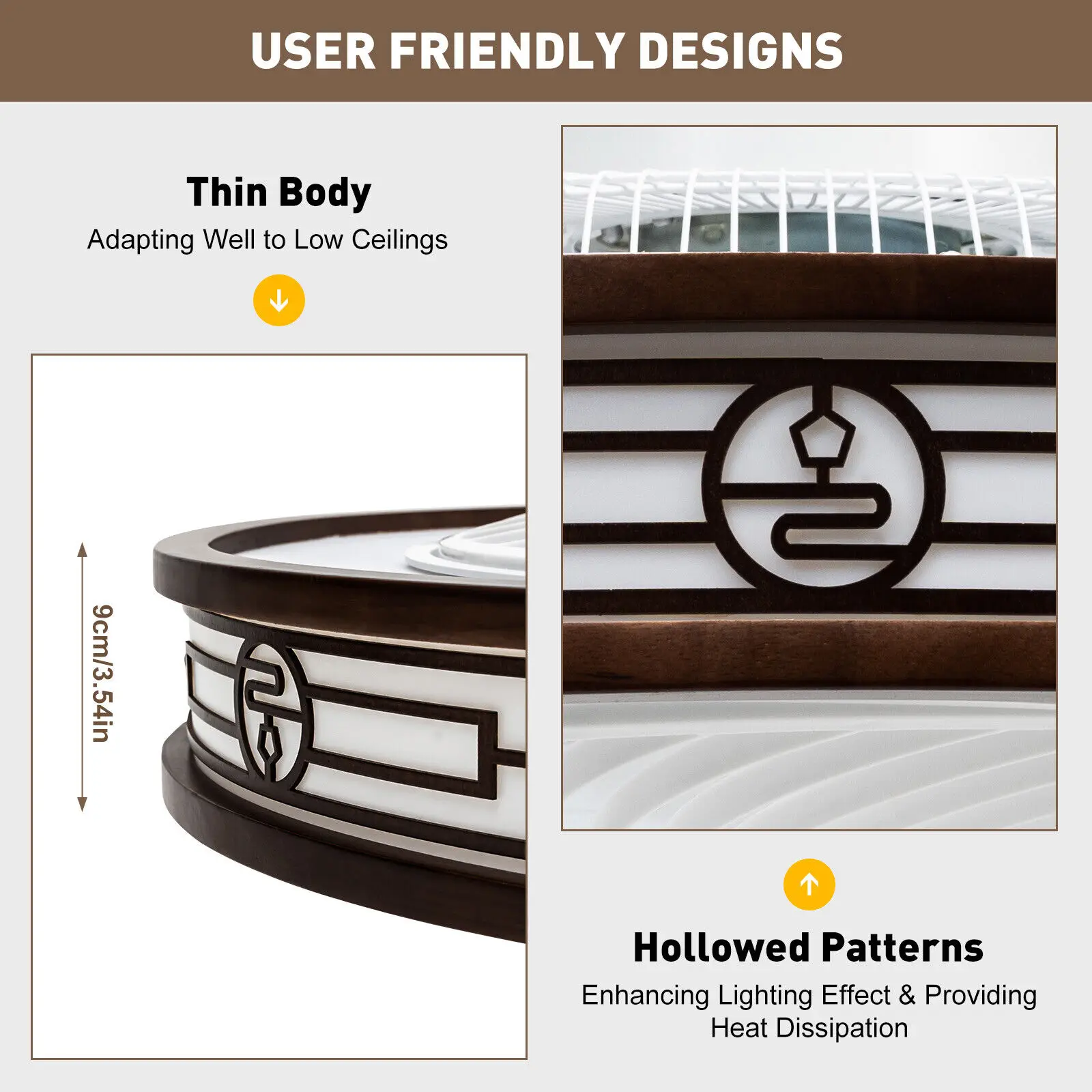 22" Invisible Ceiling Fan with Light - LED Semi Flush Mount Chandelier with Remote Control