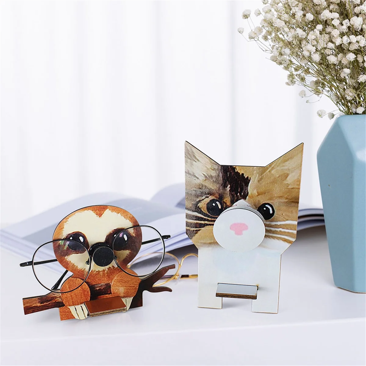 CYL-2PCS WOOD Puzzle Eyeglass Holder Animal Sunglass Display Stand Home Office Desktop Animal Holiday Decoration Gift C