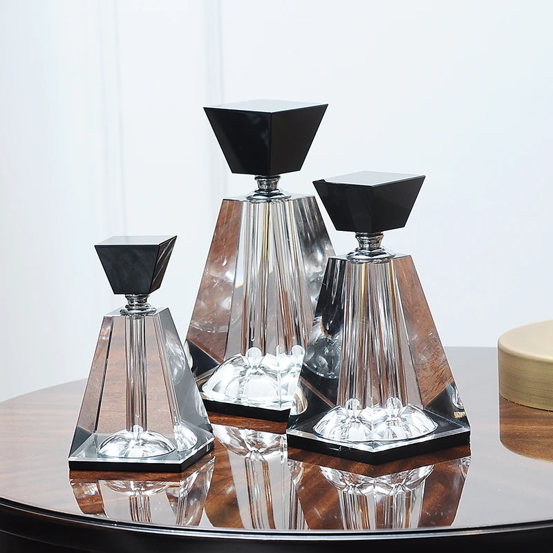 European K9 Crystal Perfume Bottles Square Black Clear Empty Refillable Smooth Even Heavy Perfect Gifts For Lovers Friends