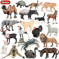 Oenux Farm Animals Dog Cat Horse Action Figure Wild Lion Camel Bird Ocean Crab Model Figurines PVC Home Decoration Toy Kids Gift