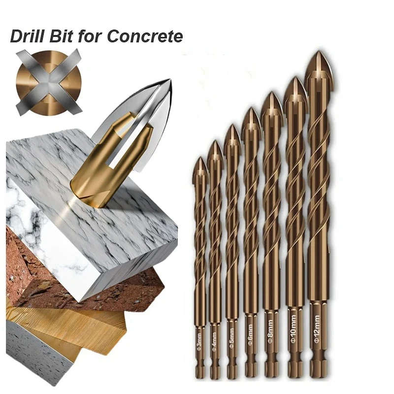 

3mm To 12mm Masonry Concrete Drill Bits For Glass Ceramic Tile Brick Plastic Wood Mason Hard Alloy Wall Hole Opener Hex Shank