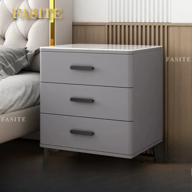 for Bedside Table Solid Wood Rock Slab Top Modern Heightened Cabinet Master Bedroom Storage Locker Paint
