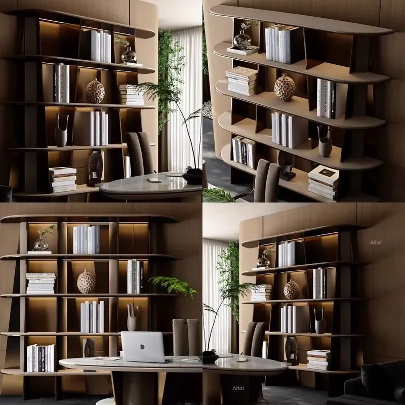Modern Ecological Leather Bookcase Nordic Office Display Rack Designer Study Shelf Home Furniture Fast Shipping DDP