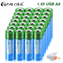 PALO 100% Capacity AA Rechargeable Lithium battery 1.5V USB Charging AA Li-ion Battery For Toys Watch MP3 Player Thermometer