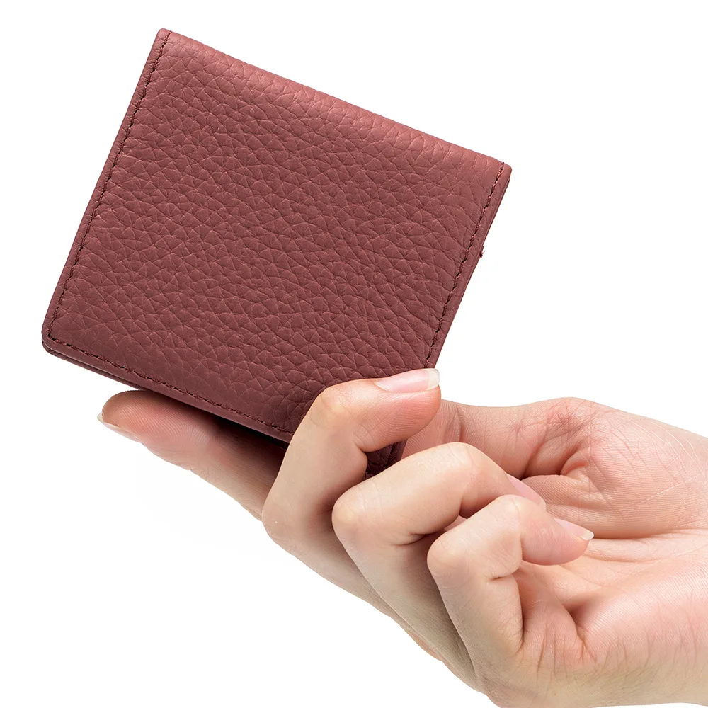 Genuine Leather Mini Coin Wallets Soft Cowhide Student Card Holder Square Storage Bags Simple Small Purse Pouch For Men Women