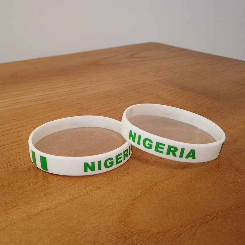 Personalizado Nigéria Bandeira Nacional Pulseira, Esporte Pulseira De Silicone, Elástico, Acessório de Moda Comemorativa, Atacado, 50Pcs