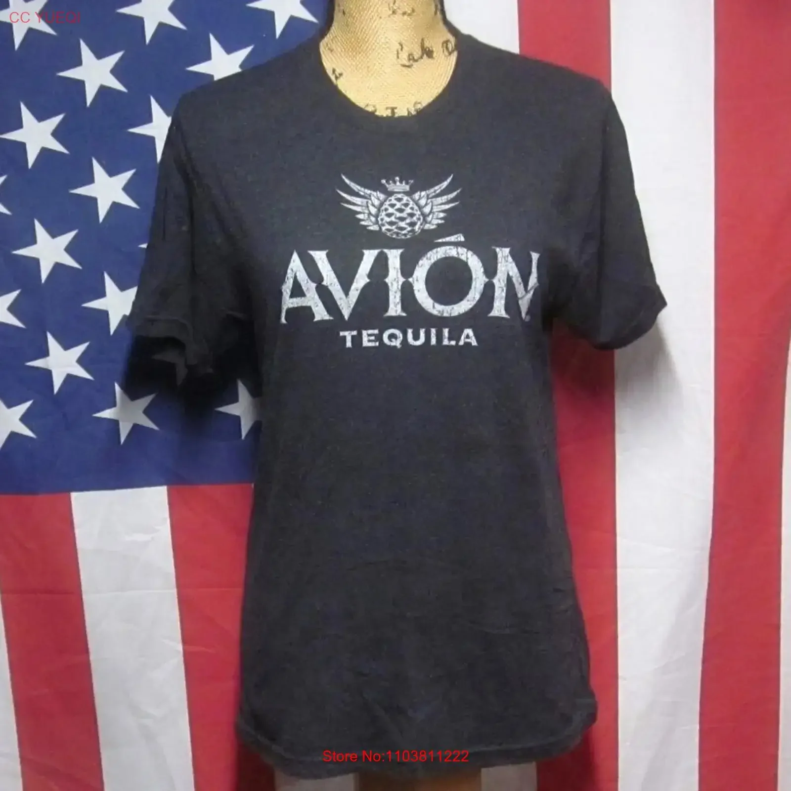 Camiseta pequeña AVION TEQUILA con estampado de agave de México, estilo vintage, con logo de licor de Jalisco, efecto desgastado, transpirable, estilo streetwear para hombre.