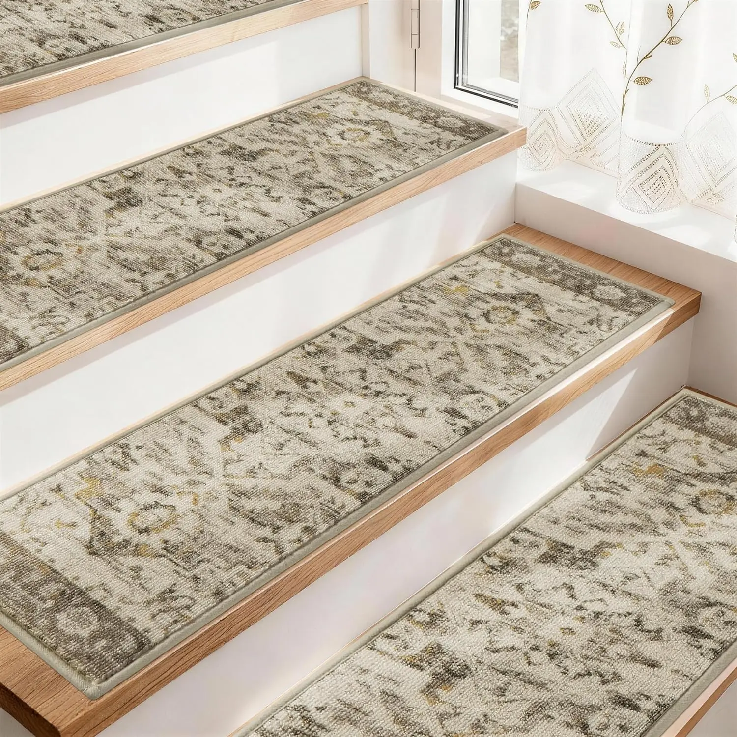 

Non Slip Stair Treads 8x30 Inch Washable Stair Carpet for Wood Steps, 15 Pack