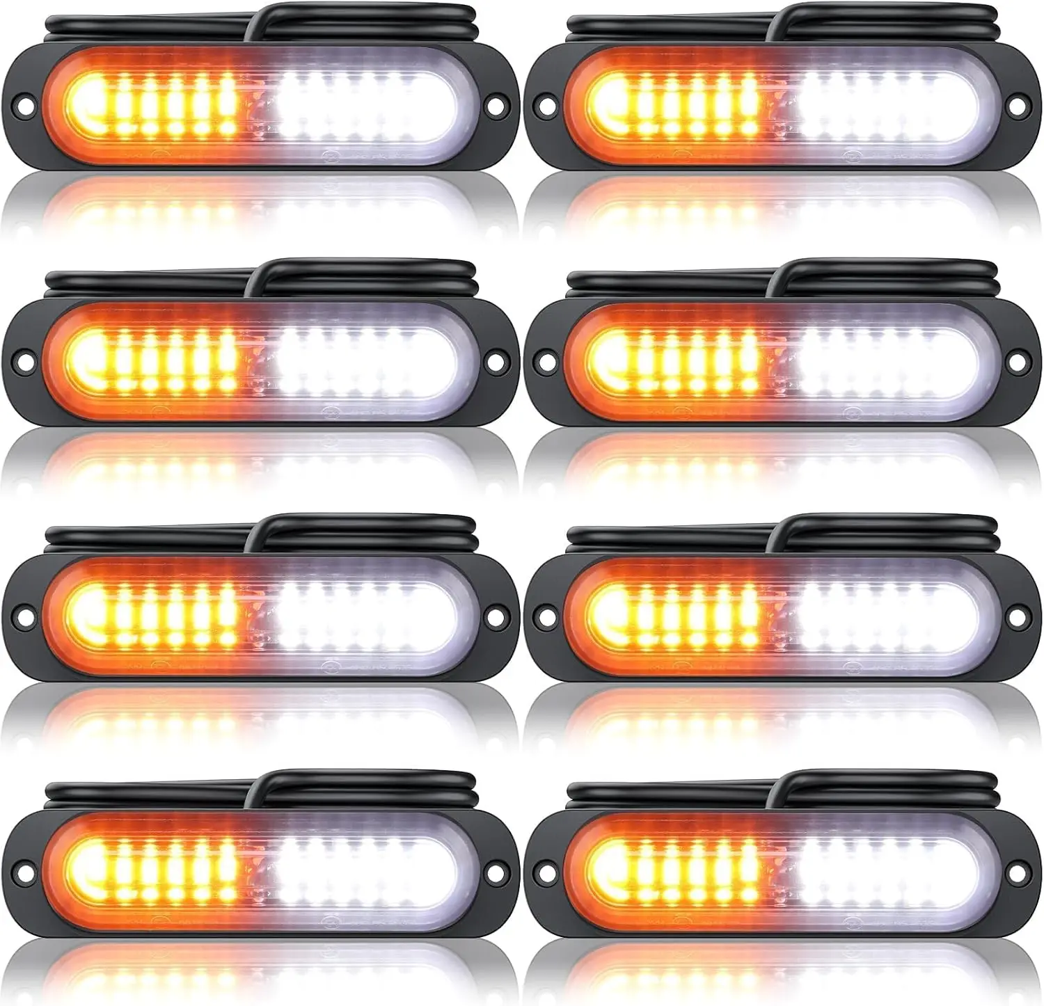 

Светодиодные аварийные стробоскопы, ультратонкие янтарные/белые фонари на поверхностном монтаже, 8 шт., 12/24 В, водонепроницаемые маяки