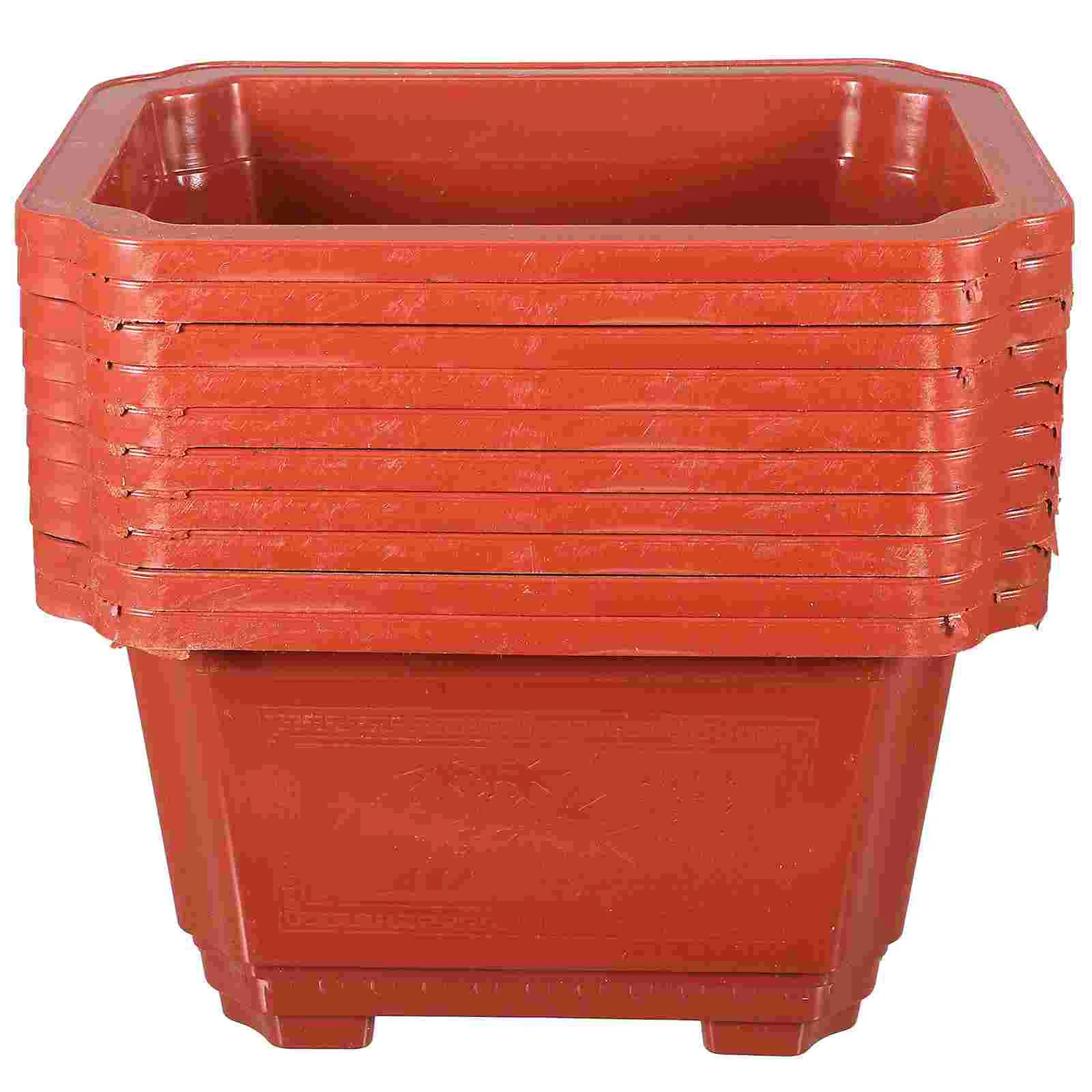 

10 Pcs Rectangular Plant Pots Flowerpot Large Household Container Bonsai Plastic Gardening