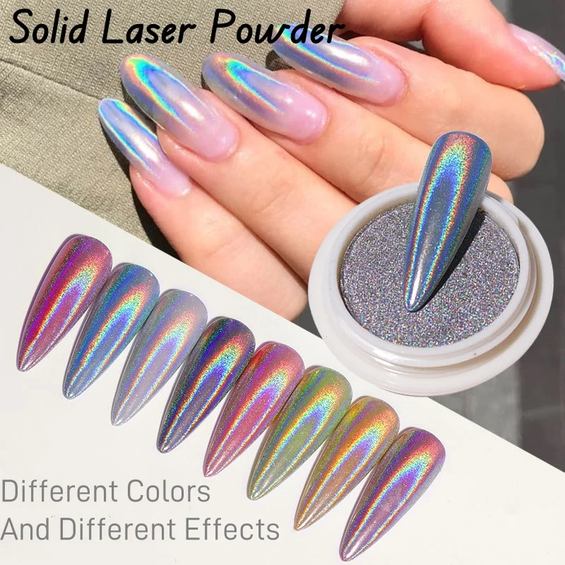 1 tarro de polvo holográfico para uñas, efecto espejo, brillo para uñas, láser cromado, pigmento de Metal iridiscente para uñas, polvo, decoración artística para uñas # *4