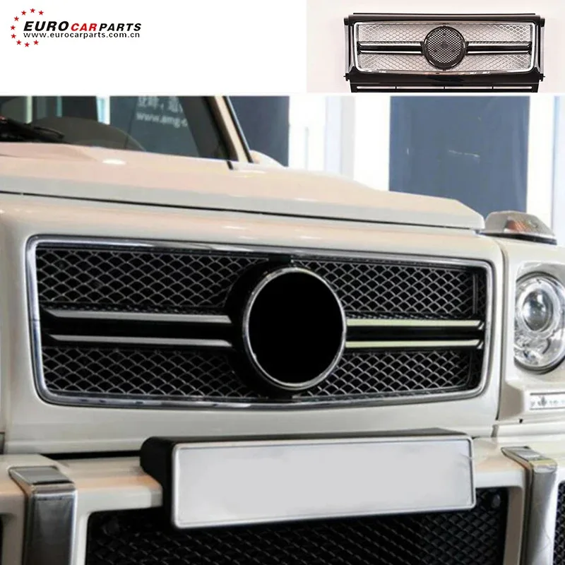 W463 G65 Style Front Grille ABS Material Car Front Bumper Grille Mesh Cover for G Class W463 G500 G550 Accessories Center Grille