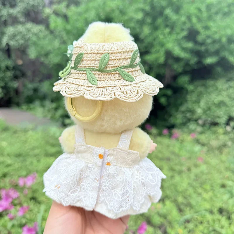 Bonitos muñecos de peluche, ropa para Labubu I II, estilo coreano, sombrero de paja de Margarita esponjosa, traje, vestido, sombrero de flores, traje para Ladbubu Crybaby