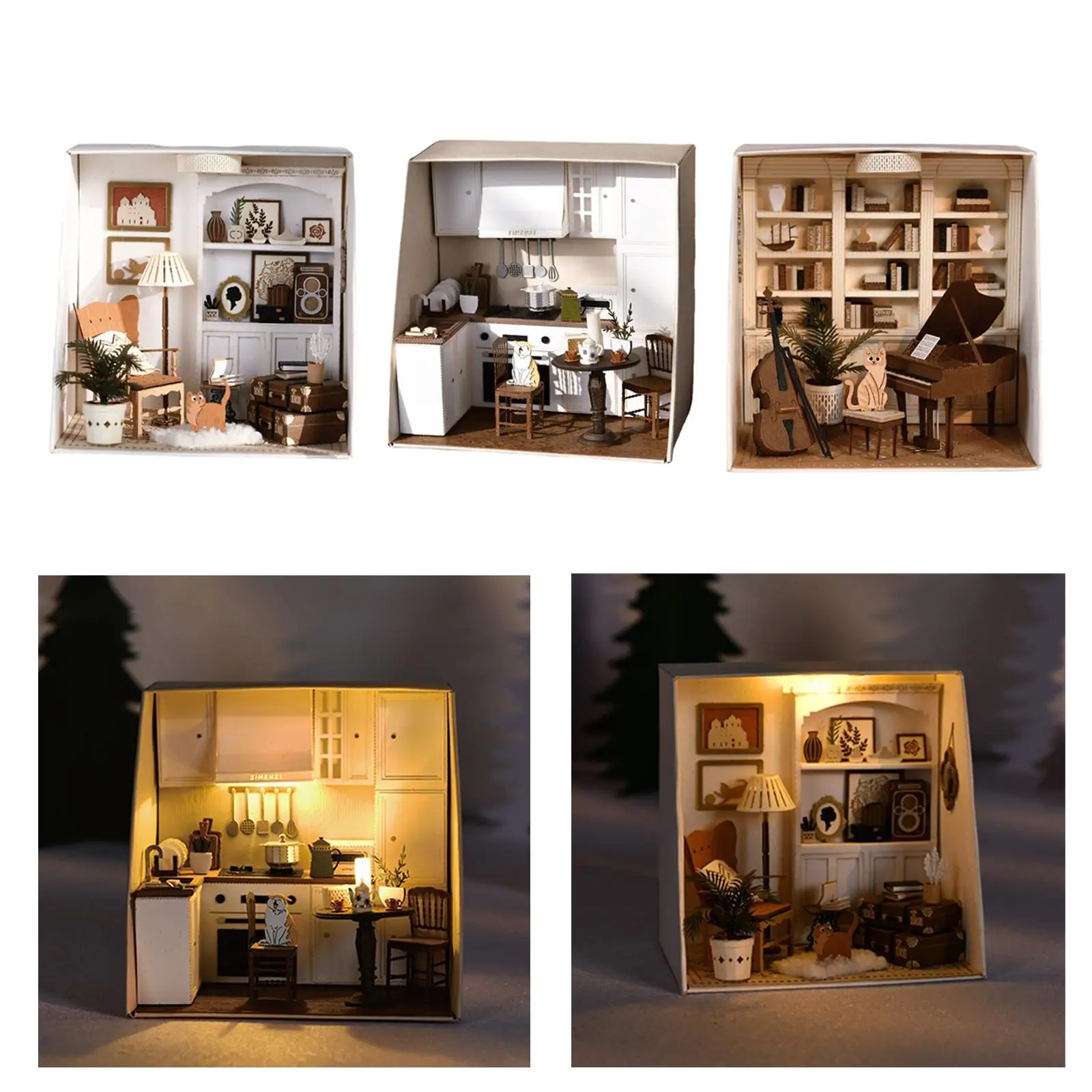 

Dollhouse DIY Miniature Kit, Wood Toy puzzle Model Home Decoration