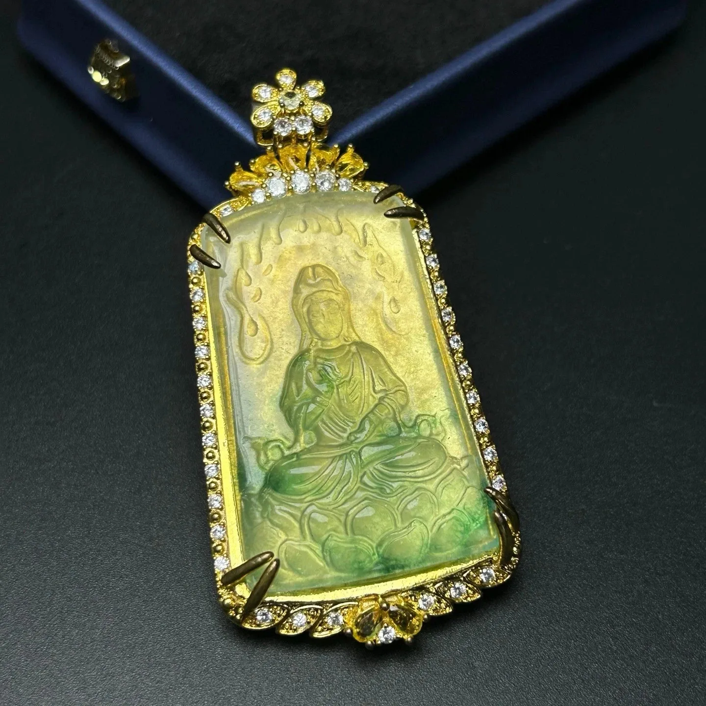 Real Natural high Ice Green Jade Jadeite guanyin amulet Pendant&Necklaces