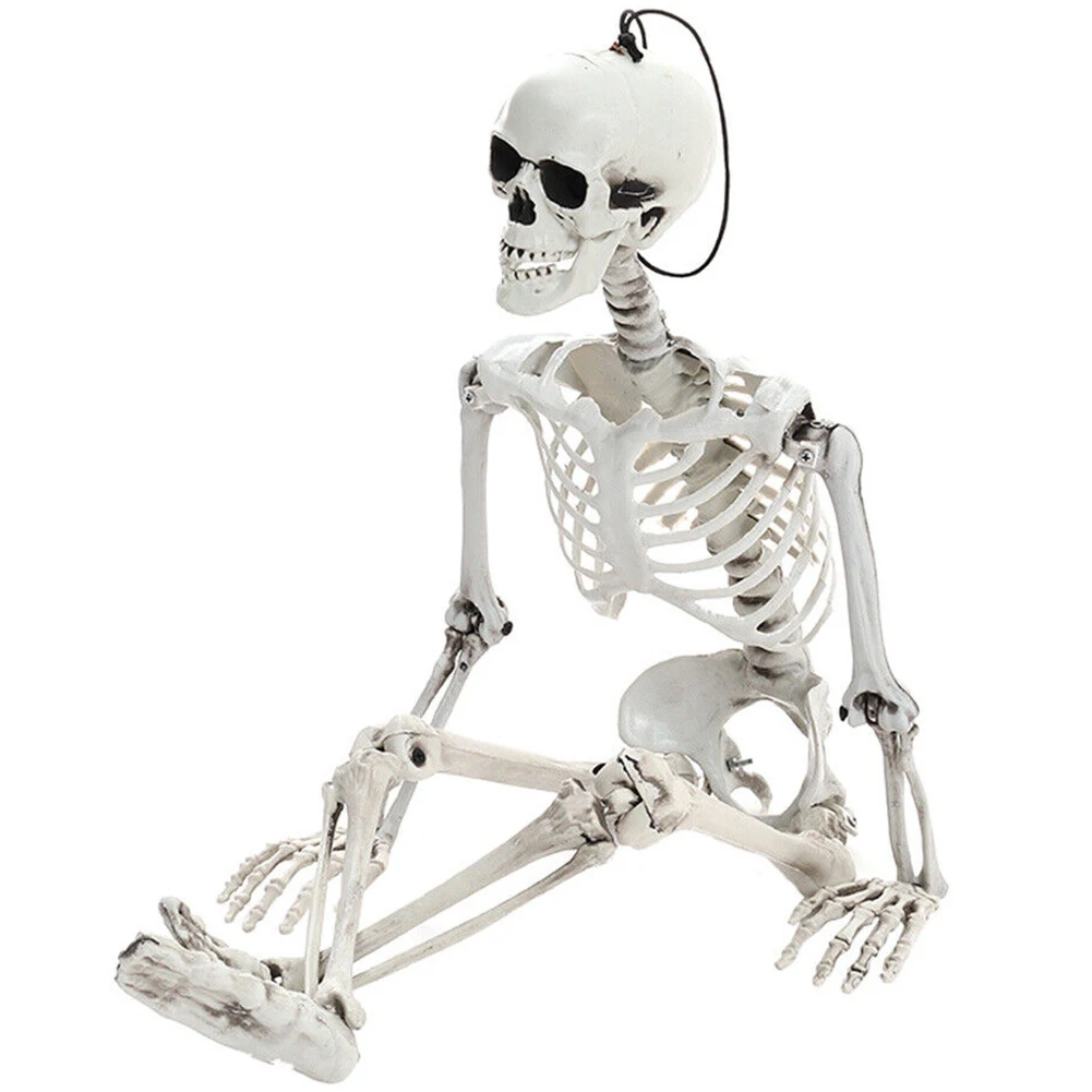 

Full Life Size Haunted House Hanging Props Poseable Home Evil Party Decoration Fake Human Skull Bones Halloween Party Decoration
