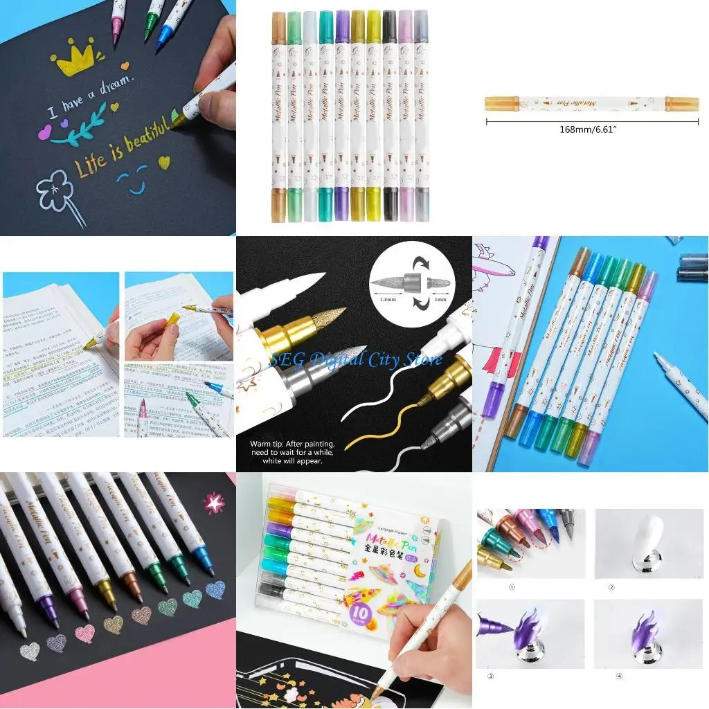 

U75B Double End Metallic Marker for Planner Diary Scrapbooking Cardmaking