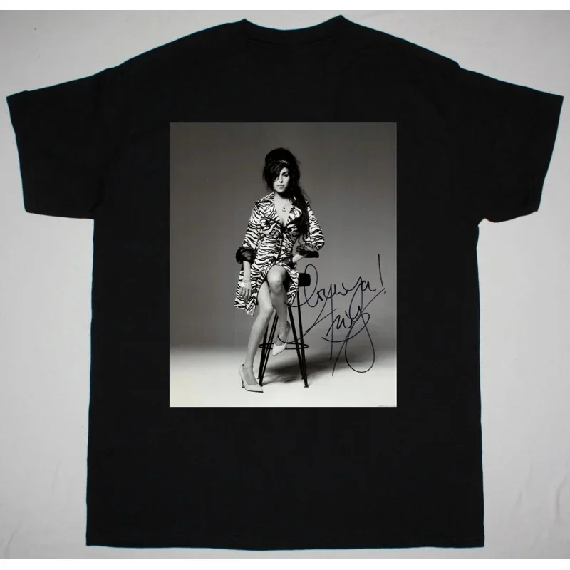 Amy Winehouse Musician Signed Short Sleeve Cotton Black All Size T-Shirt KH1106 long or short sleeves