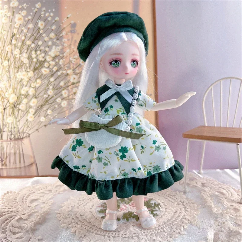 3D Simulation Painted Eyes Manga Face 23cm BJD Hinge Doll and Clothing Multiple Movable Joint Toys for Girl