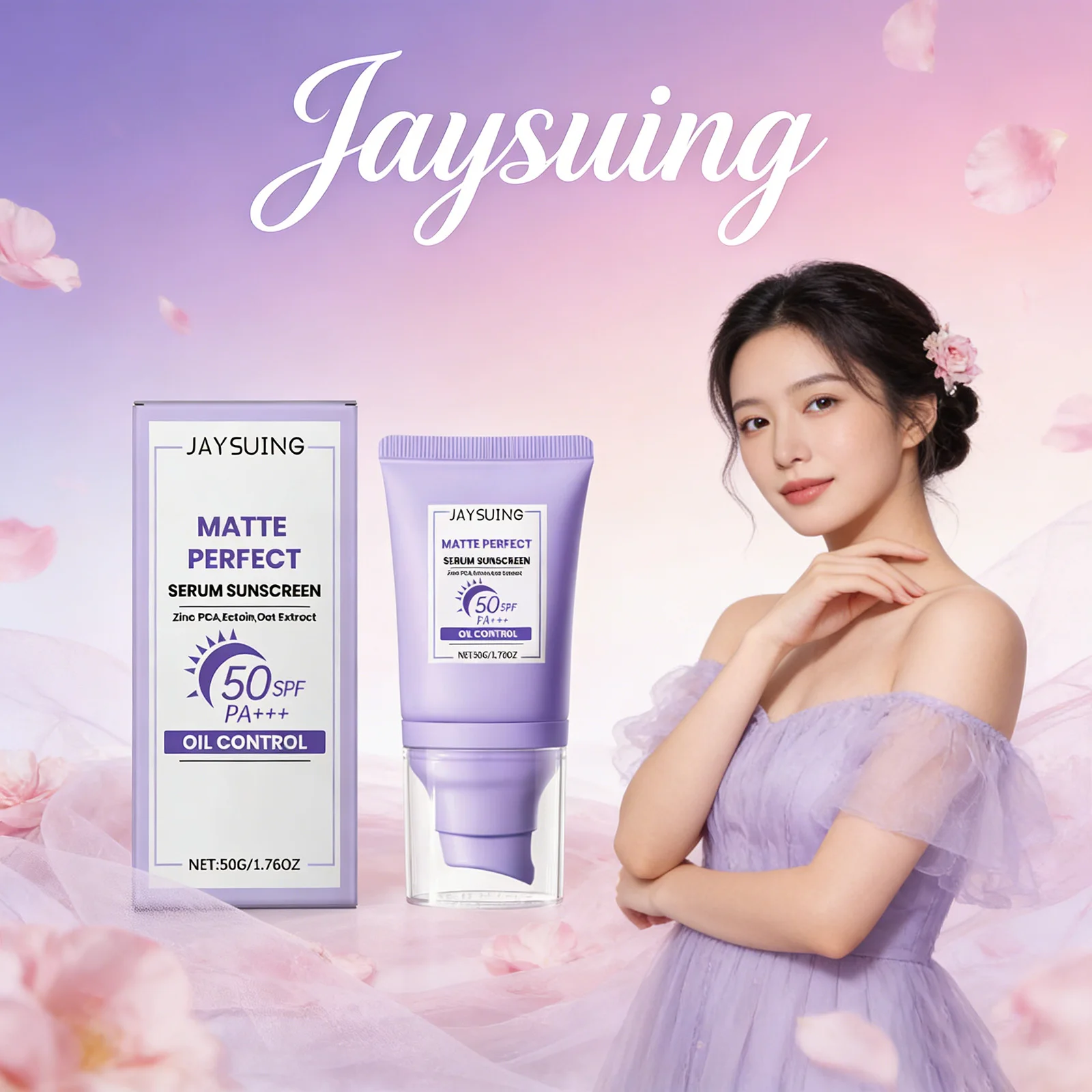 Jaysuing Spf50+ Facial Sunscreen Cream Oil Control Refreshing Moisturizing Anti UV Isolation Bleaching Brighten Skin Repair Care
