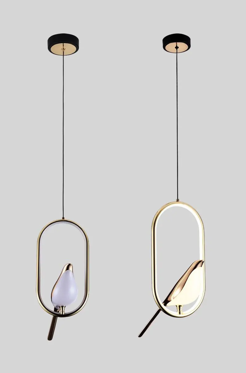Nordic Elster Vogel LED Kabel Anhänger Lampen für Nacht Schlafzimmer Innen Schwarz Silber Hängen Lichter Kronleuchter Lampe Hause AC85-265V – Detail 10