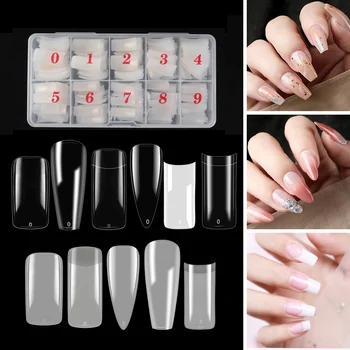 500 pièces/boîte clair naturel artificiel faux ongles conseils pleine demi couverture français faux ongles tailles mixtes Extension longs conseils
