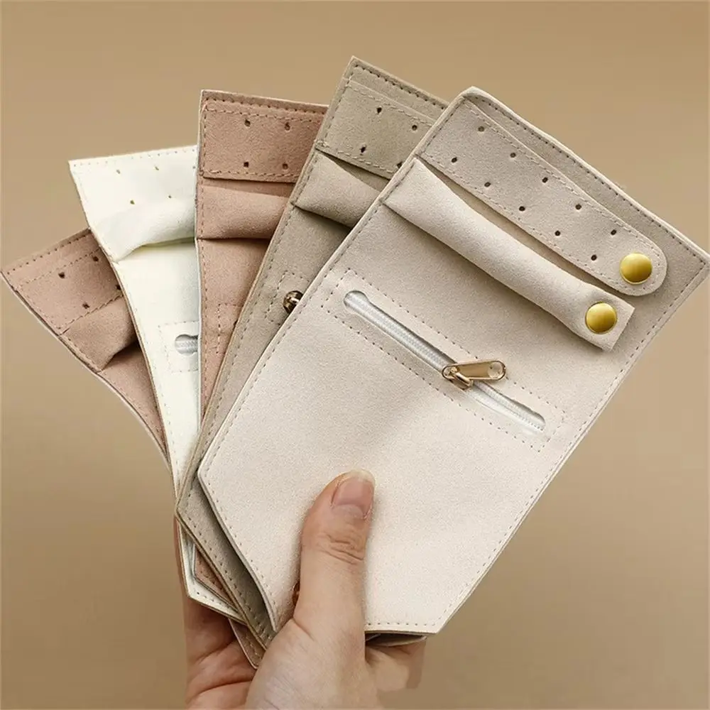 

Solid Color PU Jewelry Display Bag Portable Jewelry Display Necklace Ring Bag Jewelry Case Container Earring Organizer Women