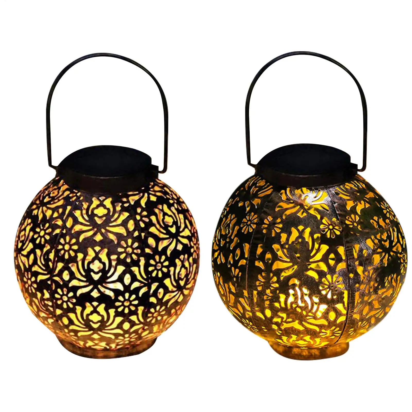 

Солнечный уличный подвесной светильник-фонарь, водонепроницаемый, ретро, металлический, с вырезами, в стиле эпифиллум, светодиодный декоративный светильник