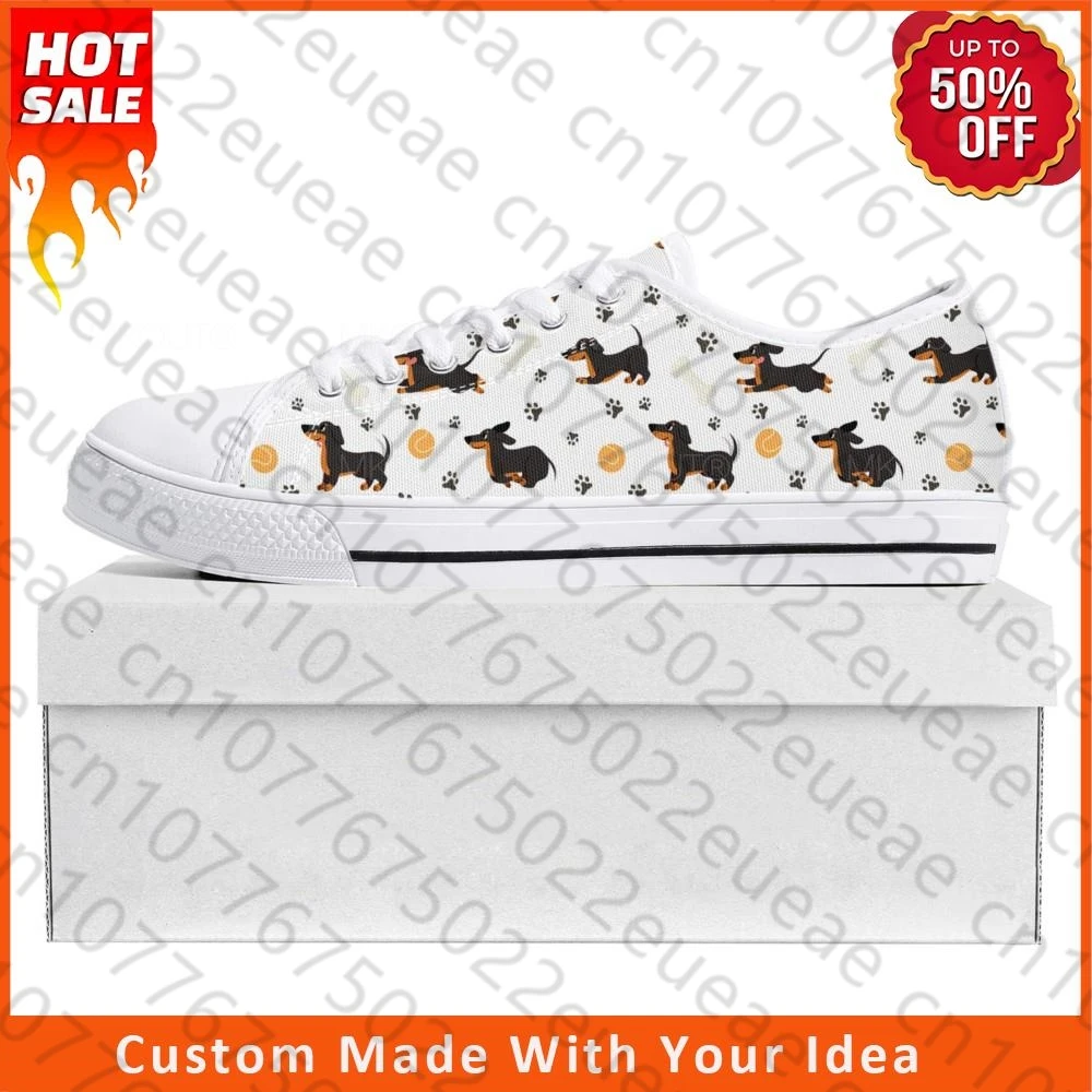 Cute Dachshund Pet Dog Low Top High Quality Sneakers Mens Womens Teenager Canvas Sneaker  Prode Casual Couple Shoes Custom Shoe