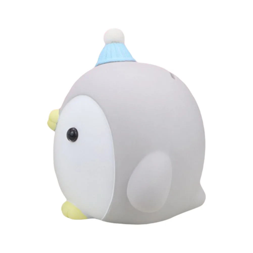 Cute Penguin Piggy Bank for Kids Vinyl Animal Bank Light Grey Tabletop Decor Saving Money Gift for Girls Room
