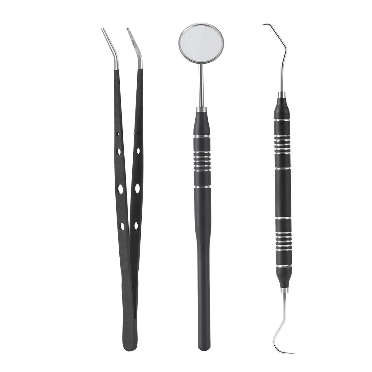3-teiliges Set AZDENT Dental-Mundreinigungswerkzeug Zahnschaber Mundspiegel Pinzette Sondenspatel Edelstahl Zahnarztinstrument – Detail 12