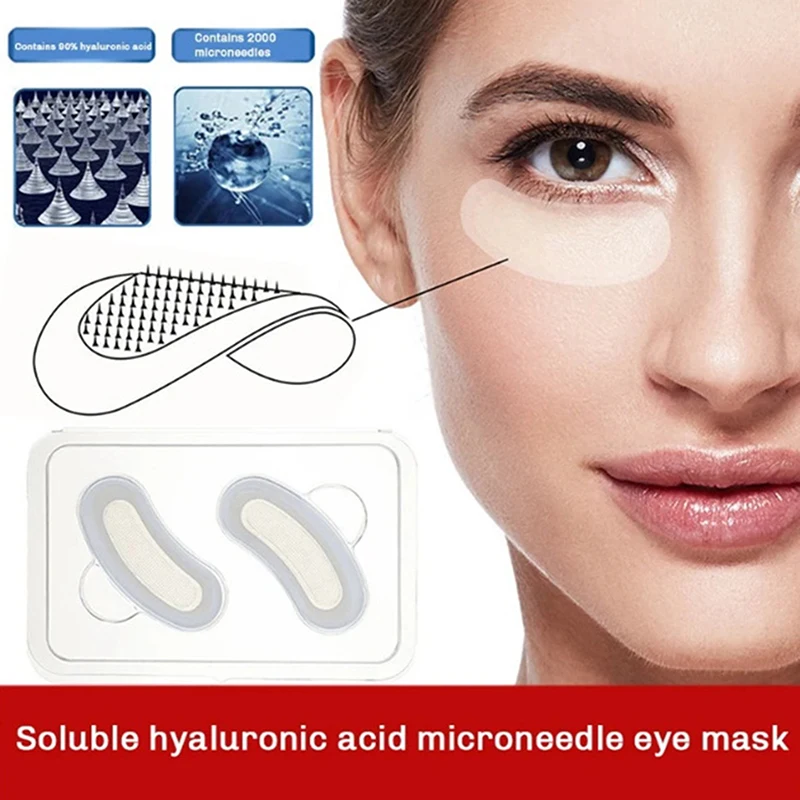 Patchs pour les yeux à micro-aiguilles acides, 1 paire, masque hydratant sous les yeux, coussinets de Gel, soins de la peau, hyaluronique pour Anti-rides, vieillissement, cernes