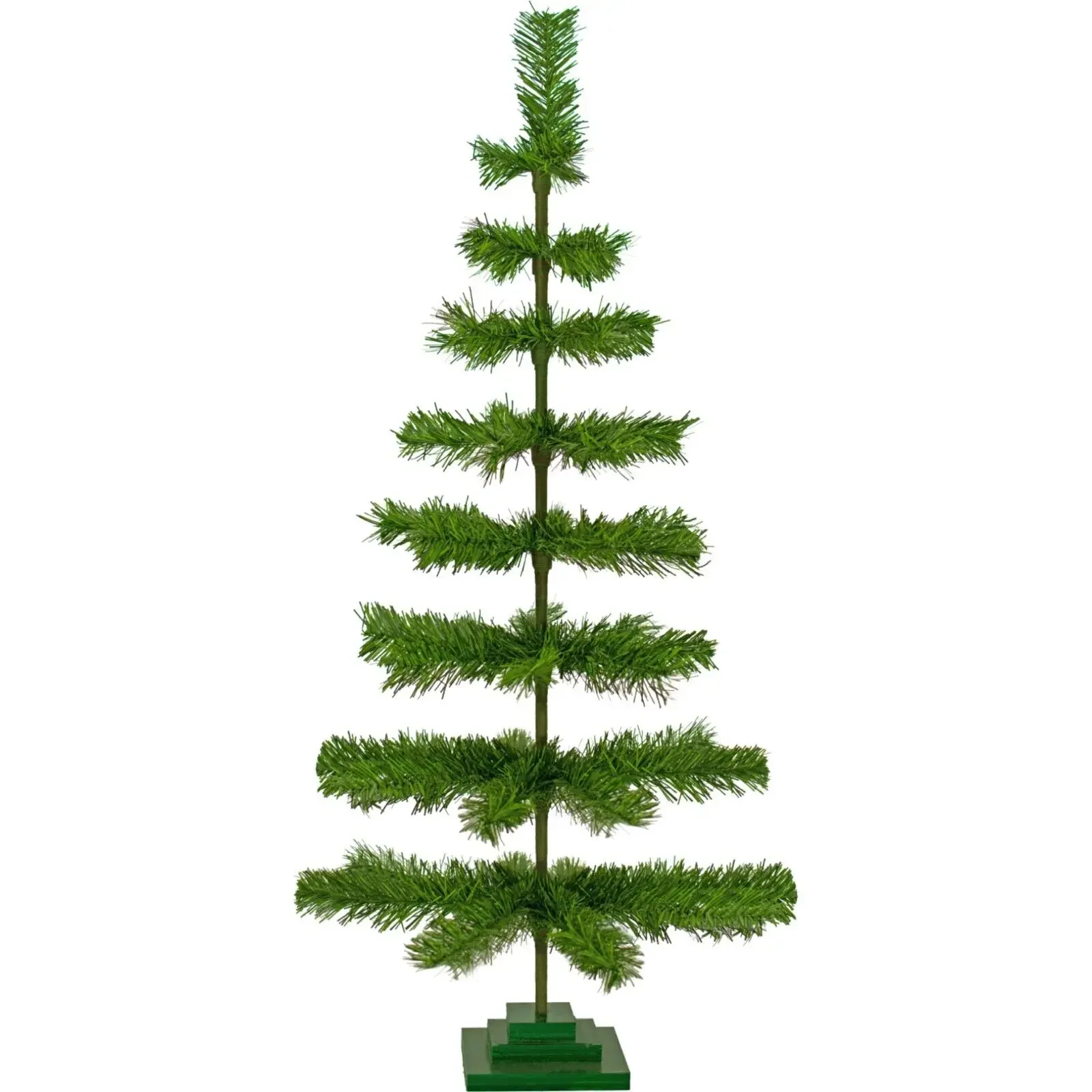 48 Alpine Green Christmas Tree Tinsel Feather Style Holiday Tree 4FT Table-Top