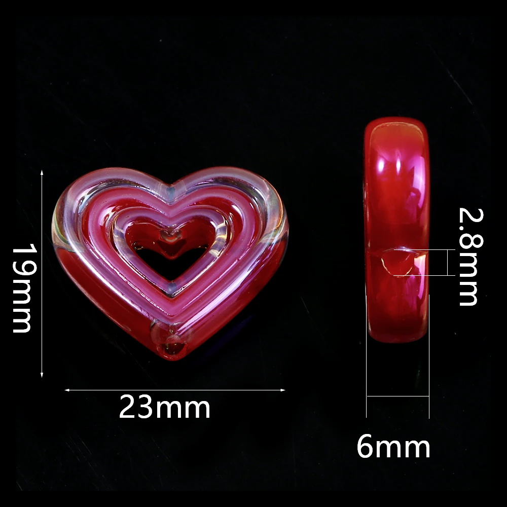 10pcs 19x23mm Acrylic Hollow Out Heart Beads Plated Color Love Heart Loose Beads For DIY Jewelry Making Necklace Phone Key Chain
