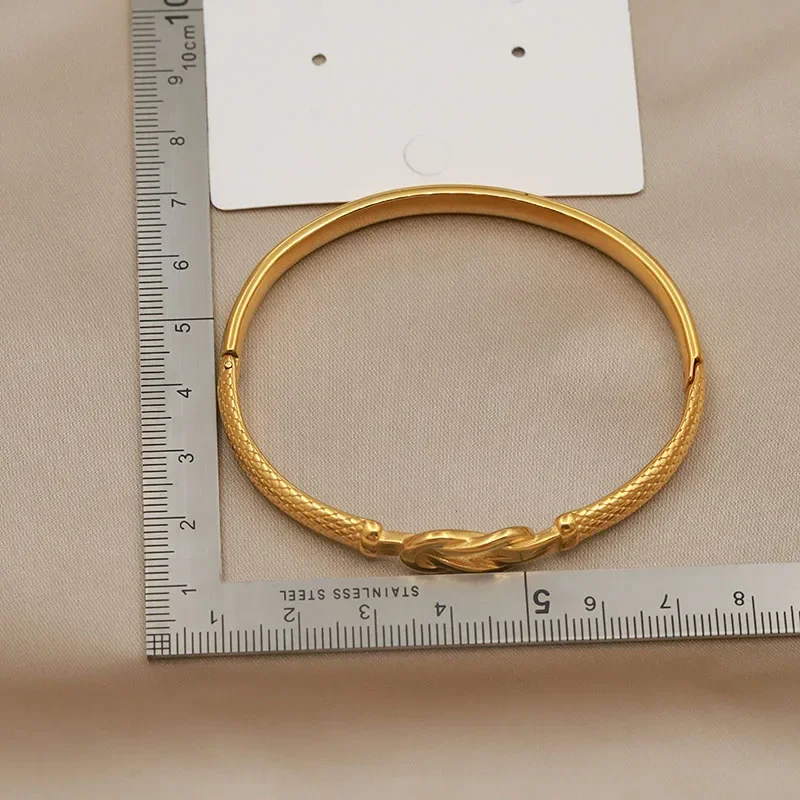 Classic Stainless Steel Metal Knot Bangles for Women Fashion Brand Jewelry Twist Bracelets Gift Accessories
