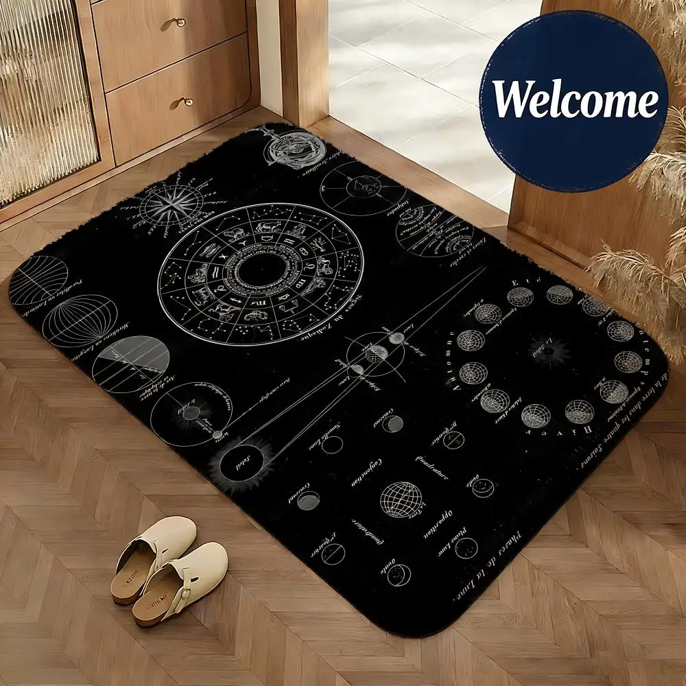 Soft Flannel Floor Mat Art Ancient Constellation Painting Floor Mat Non-Slip Absorbent Doormat Bathroom Bedroom Home Decor Rug