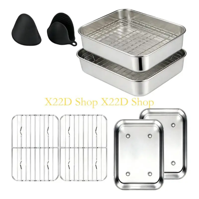 X22D Casserole Dish Set for Airfryer with Bowls Drips Rack and Heat Gloves