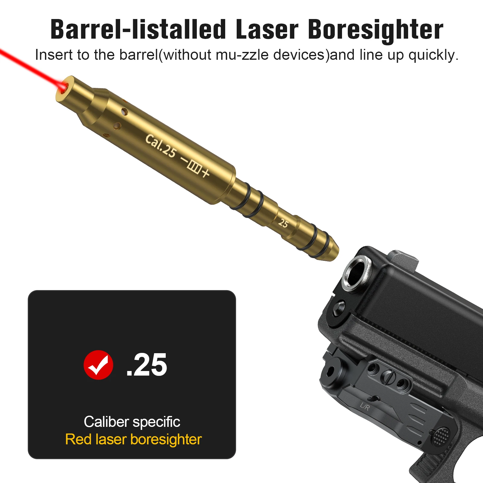 Red Dot Laser Boresighter for .25/ .27/ 6.5mm Calibers - Instant Zeroing, No Debugging Needed | Hunting & Shooting Training Tool