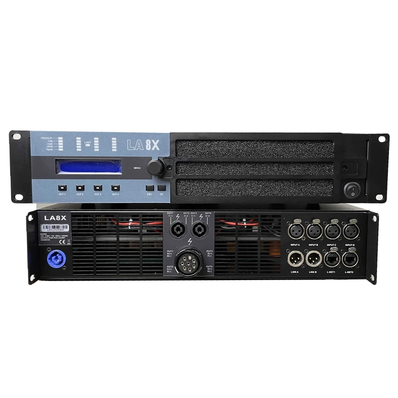 4Channels Digital Power Amplifier LA8X with DSP 10000 Watts Class-D Amplifiers For Professional Audio Speakers Subwoofers