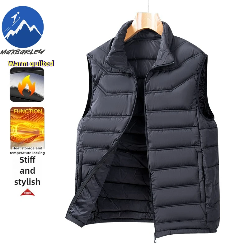 Maxbarley New Winter Padding Vest Man High Quality Lightweight Stand Collar Men Cotton Padded Vests Trendy Sleeveless Parka Coat