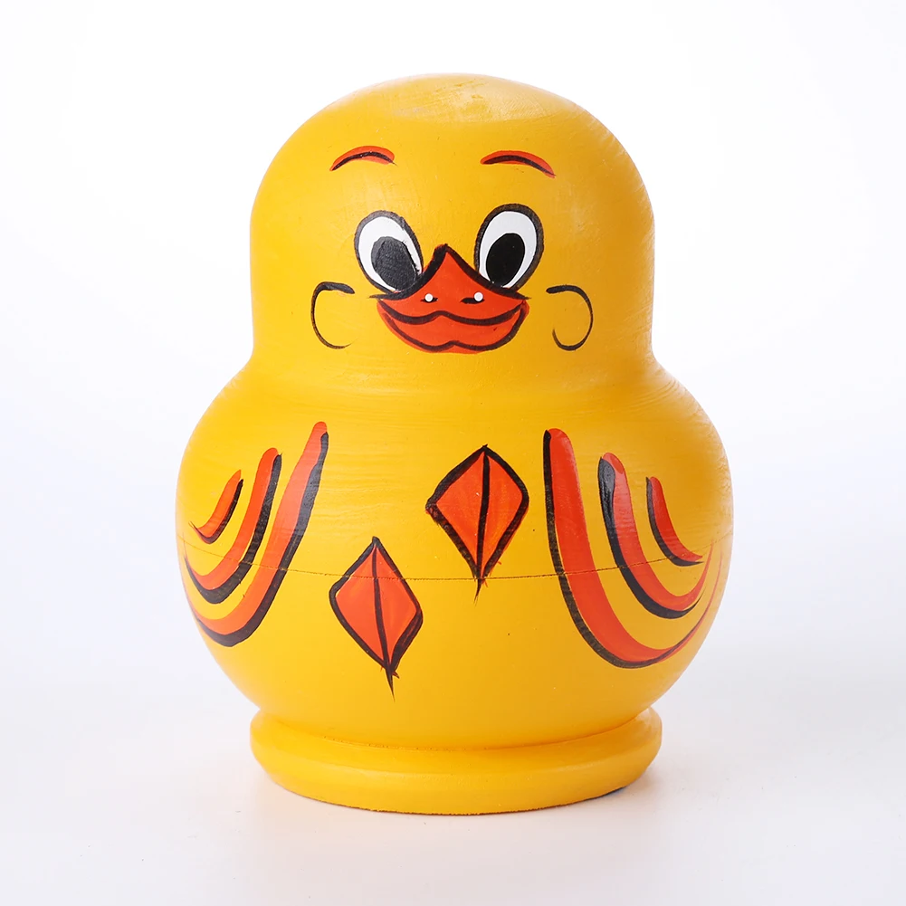10-laags handgemaakte handgeschilderde kunst ambachten gele eend Matryoshka houten Babushka poppen speelgoed decoratie ornamenten
