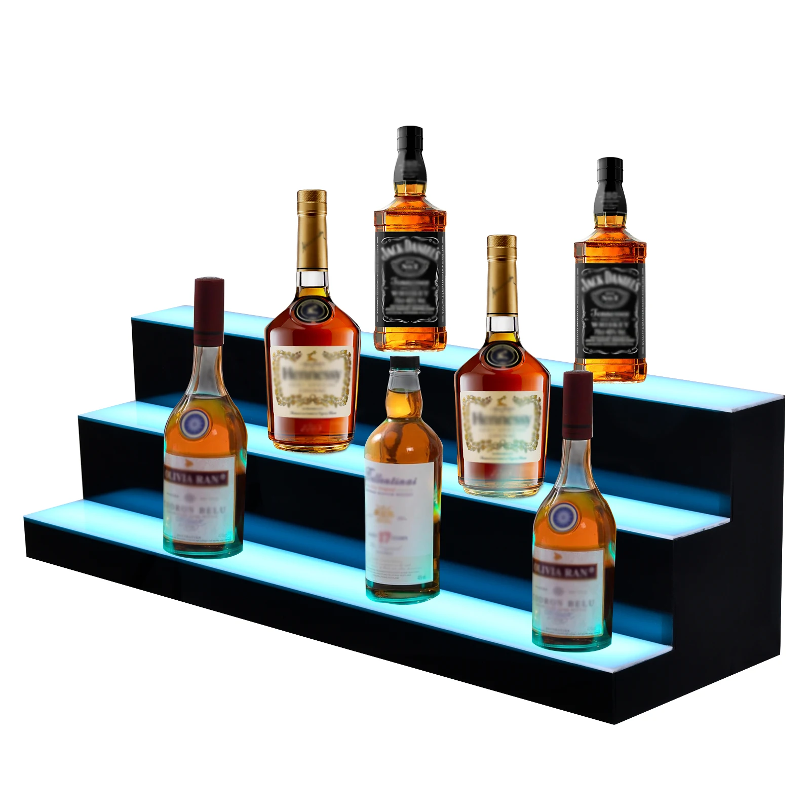 

LED Liquor Bottle Display Shelf, 3-Layer 23.6 Inch Illuminated Bottle Shelf, Remote Control Bar Shelf Stand with Light