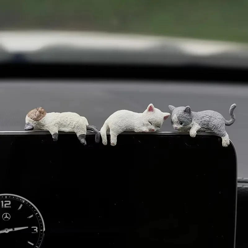 1/4pcs Car Decoration Mini Sleeping Cat Ornament Cars Decoration