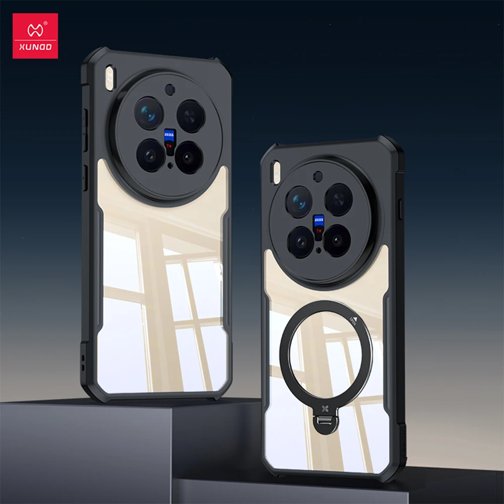 

Xundd Airbag Case for VIVO X300/X300 Pro Acrylic TPU Striped Transparent Cover with Magnetic Stand Shockproof Shell