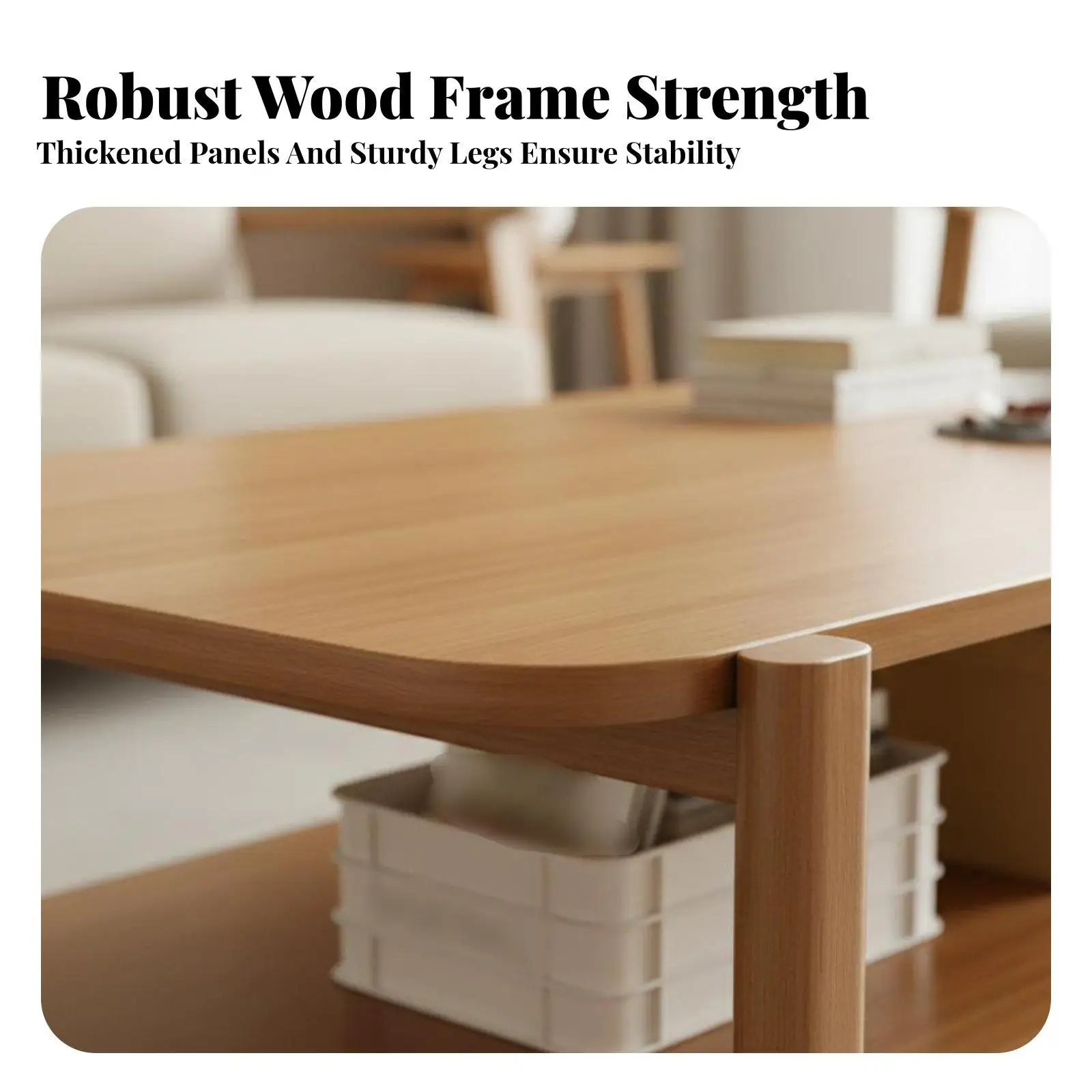 2-Tier Coffee Table Sturdy and Hard-Wearing Two-Tier Accent Table Easy Assembly Household Furniture for Families, Office